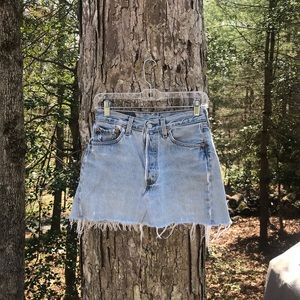 vintage Levi’s pale blue jean skirt